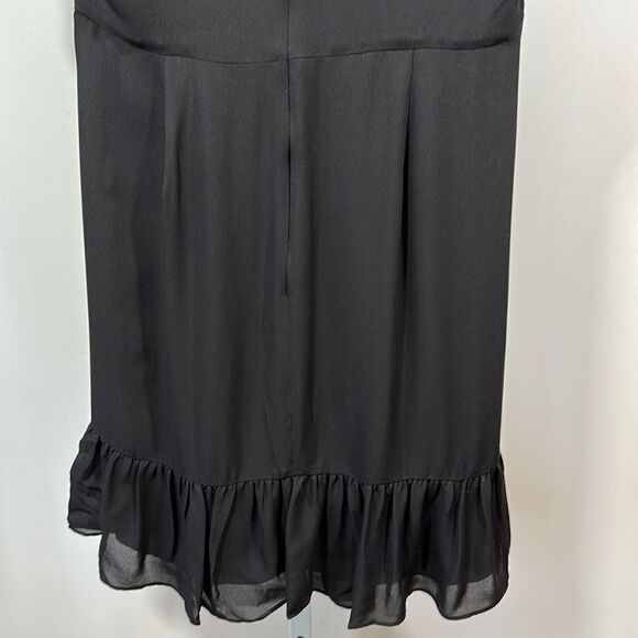 PARKER Women's Krislyn Ruffled Silk Mini A-Line Dress Black Size 10 - Picture 10 of 13